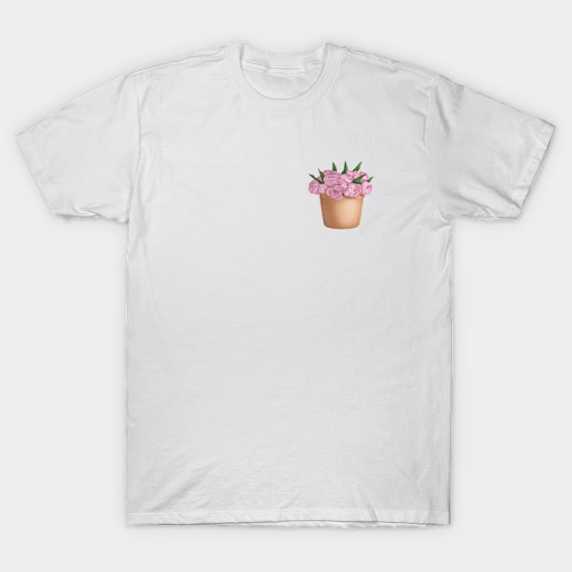 Beautiful Peonies In A Basket T-Shirt by EL-Lebedenko